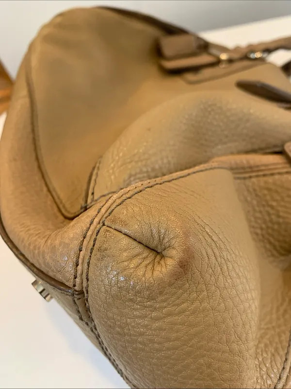 Banana Republic Genuine Leather Large Camel Tan Satchel Handbag Shoulder Bag - Image 4