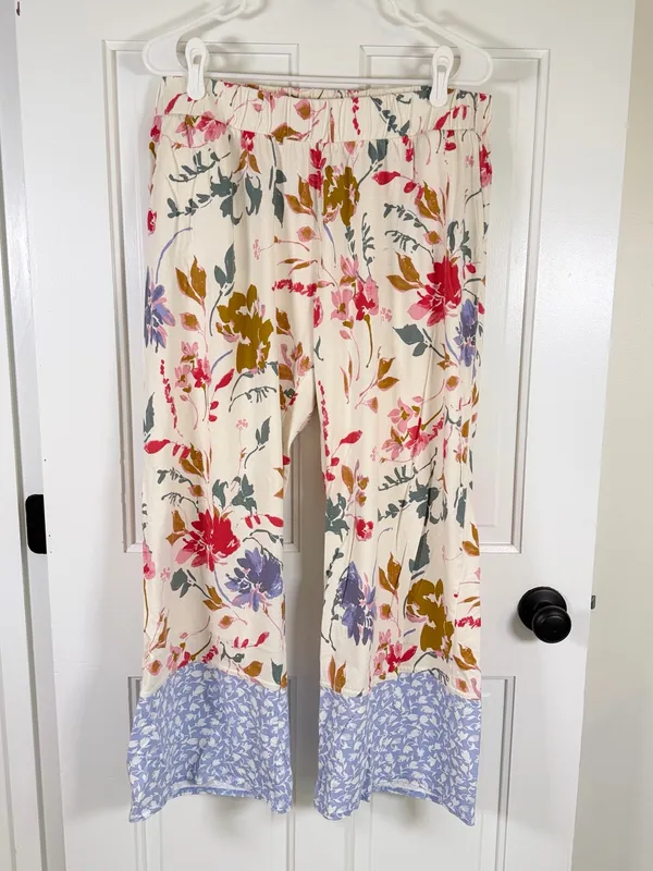 Pact Organic Cotton Floral Robe M/L & Pajama Pants XL Lounge Set - Image 8