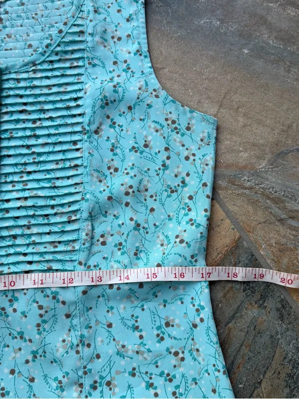 Christopher & Banks Teal Floral Pintuck Maxi Dress - Size 10 Y2K 2000s - Image 9