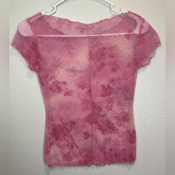 Free‎ People Intimately Free Floral Mesh Baby T Shirt In Rosy Pink XS-S - Image 8