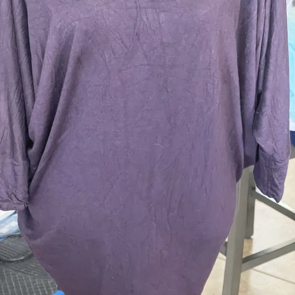 41 hawthorn blouse Top Short Sleeve Large Purple Open back Tunic Stretch Fall - Image 5