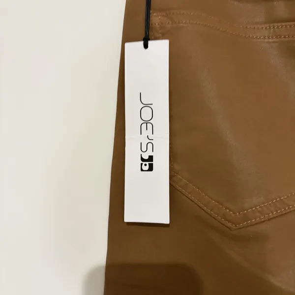 Joe's The Charlie High Rise Skinny Ankle Pants Brown Faux Leather Frayed 29 NWT - Image 6