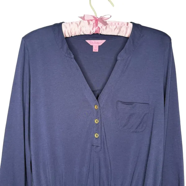 Lilly Pulitzer Beckett 100% Pima Cotton Shirt Dress Blue‎ Size Small - Image 4