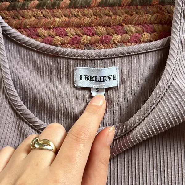 CROP RIBBED DUSTY LAVENDER PURPLE TOP - Image 2