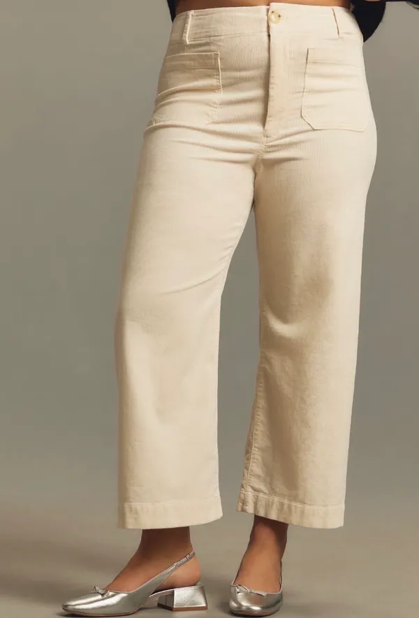 Anthropologie Maeve The Colette Corduroy Crop Wide-Leg Pants, Size 33 - Image 3