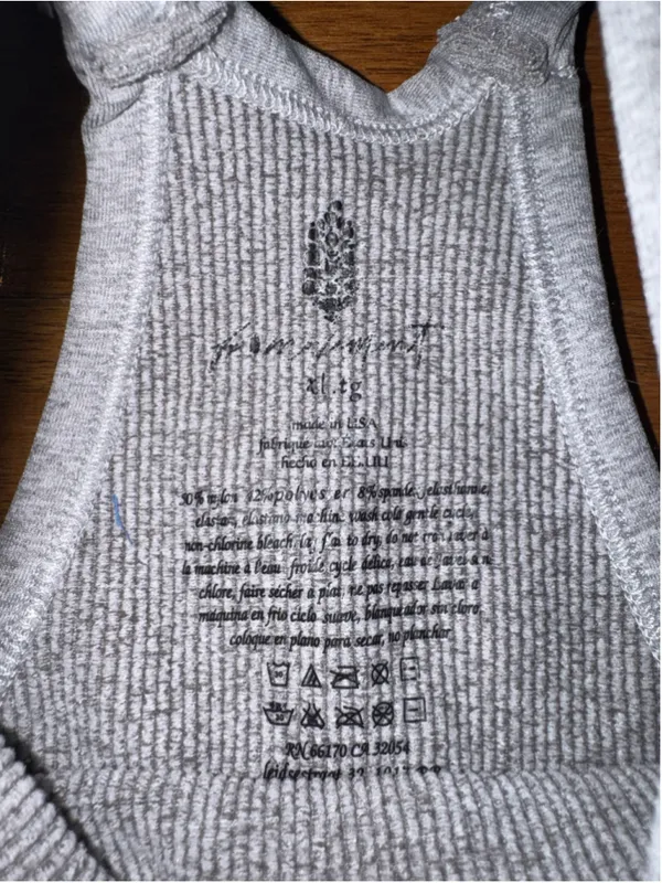 Free People Ribbed Tank Top Grey XL - Image 3