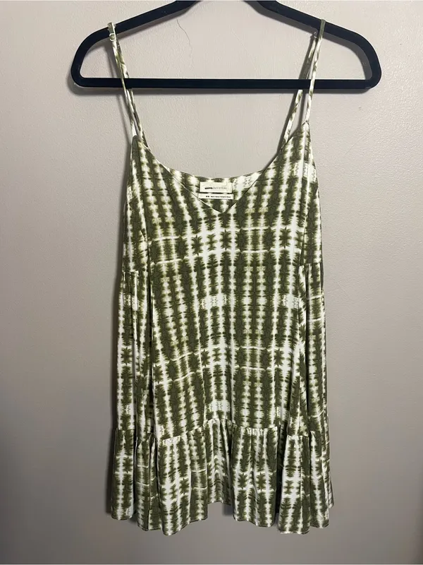 Urban Outfitters Mini Dress Green/White Size Medium - Image 7