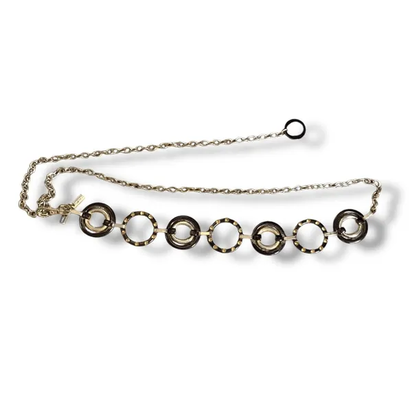 Chicos Black Gold Enamel Link Disc Chain Waist Belt Statement Accessory Boho‎ - Image 10