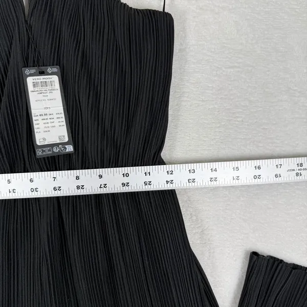 Vero Moda VMAURORA Black Plisse‎ Halterneck Wide Leg Jumpsuit NWT 10304757 XXS - Image 5
