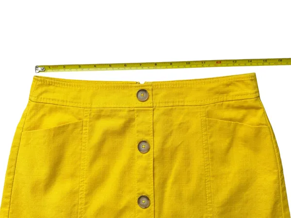 LOFT Sz 2 Sunny Yellow Button Front Utility Mini Skirt Pockets Cotton Blend - Image 7