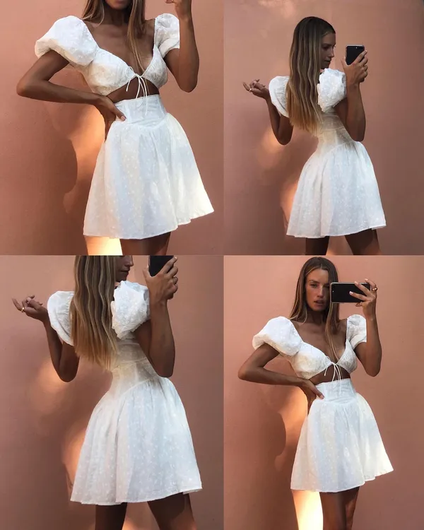 Sabo Skirt alika mini white cut out dress. Size Small - Image 5
