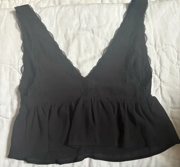 Garage Black Tank Top Cropped Lace - Image 3