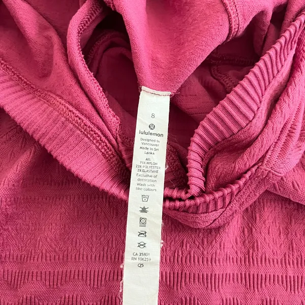 Lululemon Rest Less Hoodie Magenta Pink Textured Seamless Thumbholes 8 - Image 3