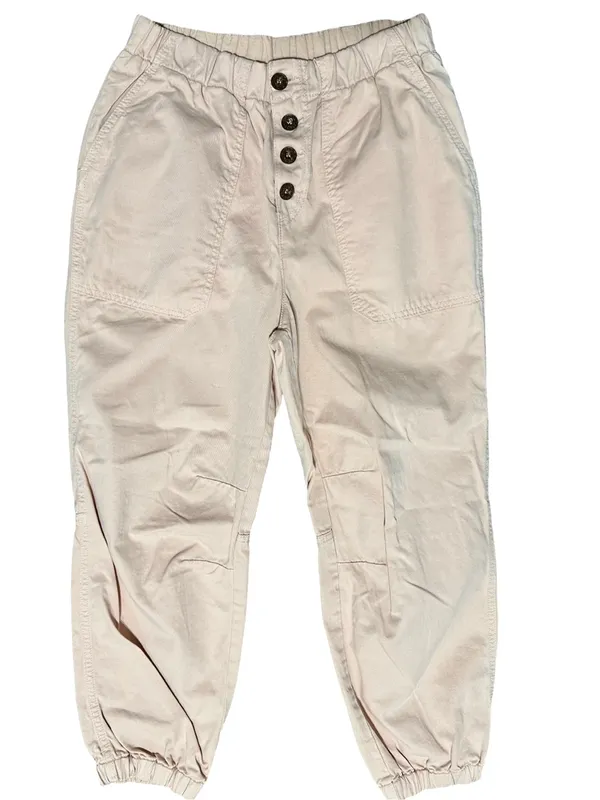 Free People Women’s Size S Blush Pink Cropped Button Front Jogger Pants - Image 2