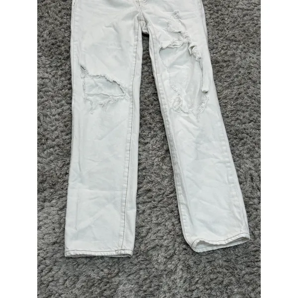 PacSun Women’s Dad Jean Size 23 Distressed Ripped Light Cream Denim High Rise - Image 4