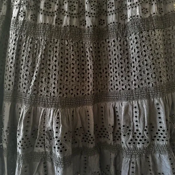 Ralph Lauren Y2K black eyelet tiered lined midi skirt Sz M # 2403 - Image 6