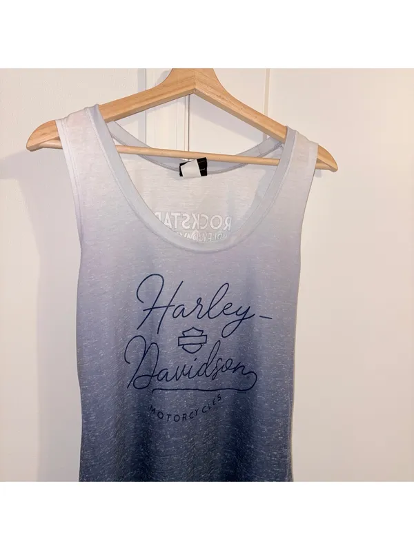 Harley-Davidson Woman’s XL Fort Myers Palm Tree Summer blue ombre tank top - Image 4