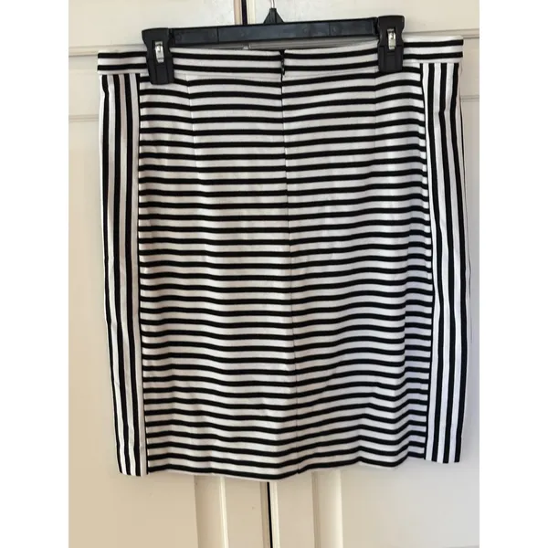 Banana Republic Womens Black White Striped Pencil Skirt Size 12 Stretch Knit - Image 3