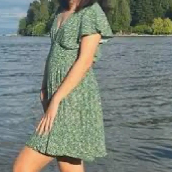 FREE PEOPLE Ditsy Floral Mini Dress‎ in Green size Medium 90s - Image 11