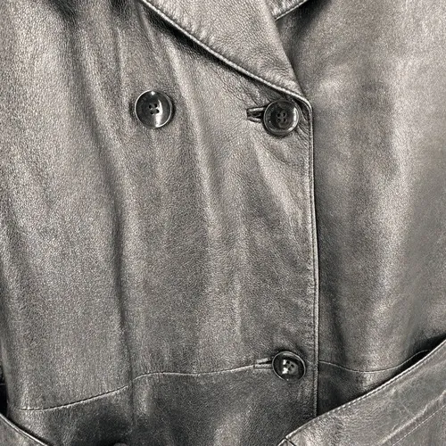 Wilsons Leather Trench Coat Womens XL Black Belted Thinsulate Zip Out Liner Y2K - Image 12