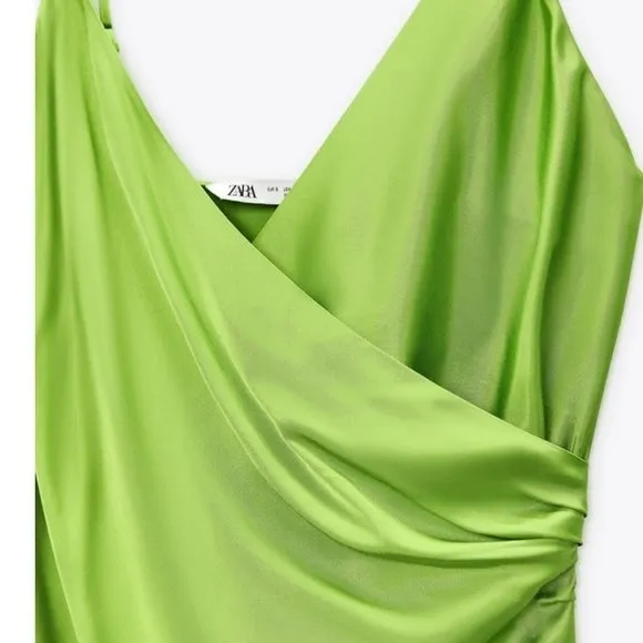 ZARA Slip Dress Lime Green Viral - Image 6