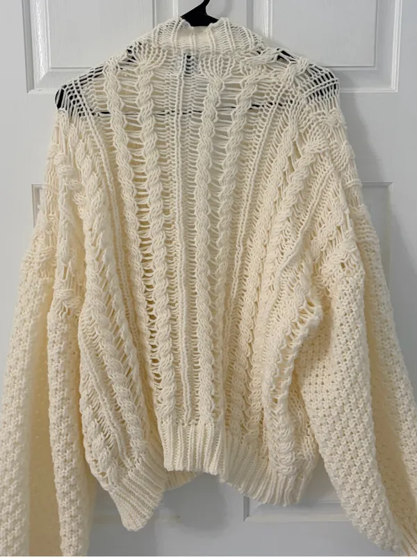 Princess Polly Cream Cable Knit Open-Front Cardigan - Image 8