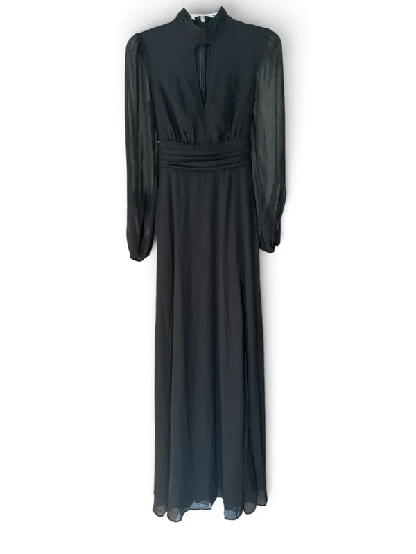 NWOT Lulus Bask in Love Black Long Sleeve Mock Neck Maxi Dress Small - Image 6