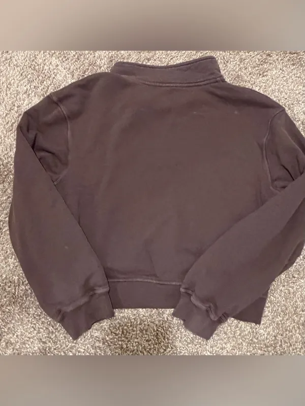 SKIMS Cotton French Terry Half Zip Dark Brown Iron Size Large womens - Image 7