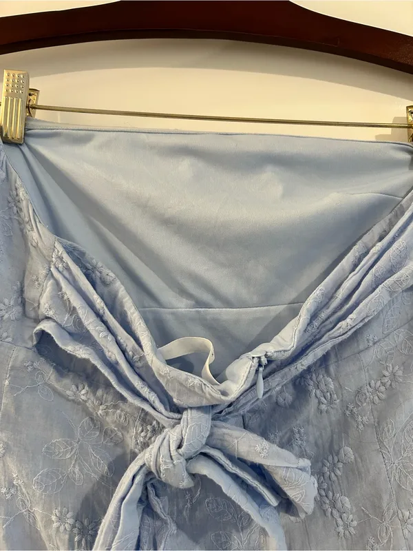 Altar’d State Embroidered Strapless Mini Dress Light Blue Size M - Image 8