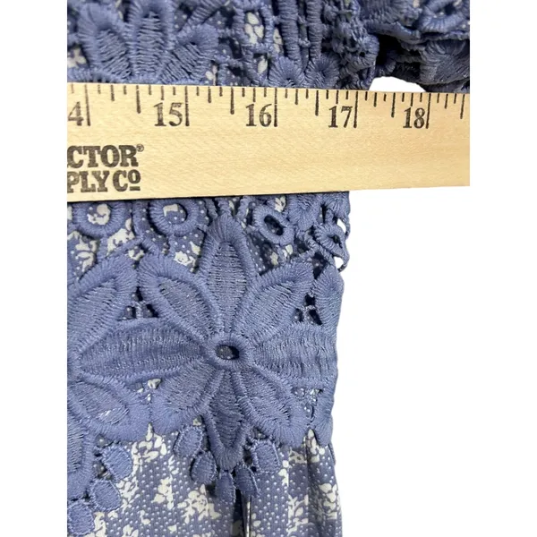 Saving Paige Floral Lace Pleated Midi Dress Women's Size S Blue Modest Dainty‎ - Image 9