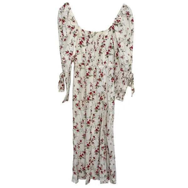Reformation Dainy Floral Midi Dress White Red Size 2 - Image 9
