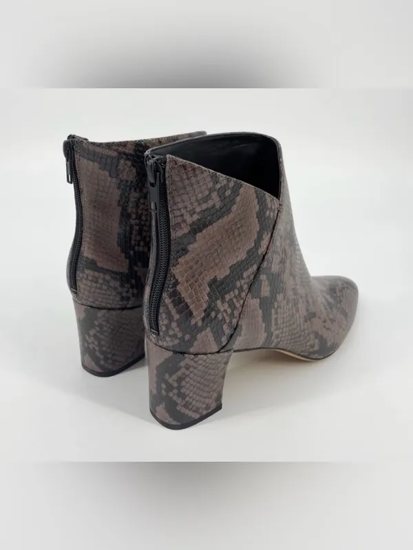 Vince Brown Snakeskin-Print Leather Ankle Boot Size 6.5 - Image 5