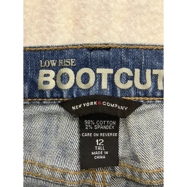 New York & Company Bootcut Jeans Women‎ 12 Tall Blue Low Rise Stretch Y2K - Image 2