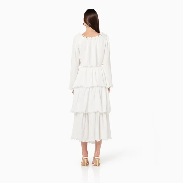 Elliatt Romanesque Tiered Midi Skirt in Ivory Size Small NWT - Image 5