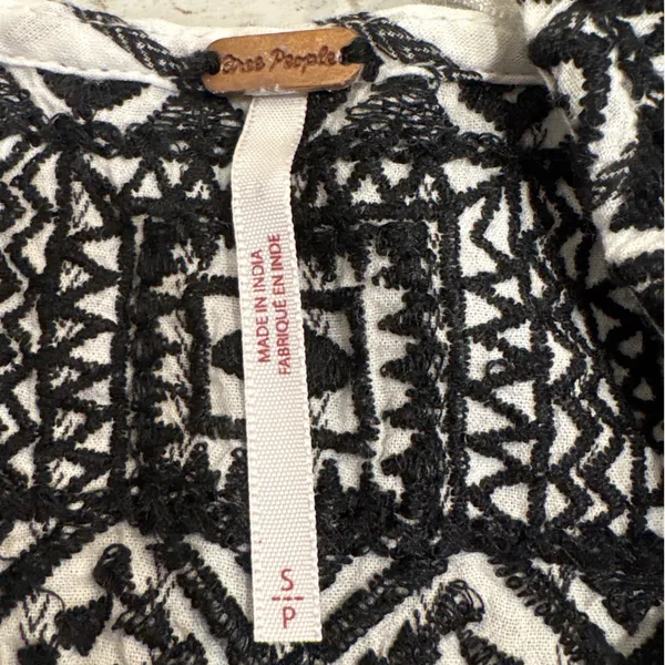 Free People Lola Embroidered Mini Dress‎ Black White Size Small - Image 3
