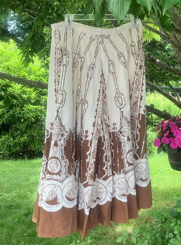 Long Full Boho Skirt with Sequins S - Image 5