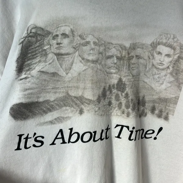 Vtg 90s Girl Power Feminist Mount Rushmore Graphic Sweatshirt - Size M ! - Image 2