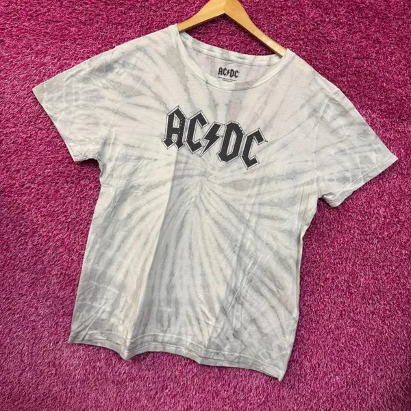 AC/DC Bedazzled Spell Out Logo Hard Rock Band Tie Dye 2X - Image 3