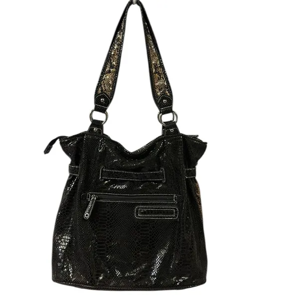 Source Unknown Animal Print Snakeskin Sequined Tote Should Bag Purse 15 x 14 x 6.5 inches - Image 4