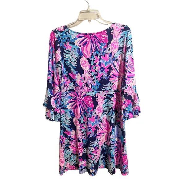 Lilly Pulitzer Raina‎ Dress Garden Getaway Large Excellent Tiered Bell Sleeve - Image 2