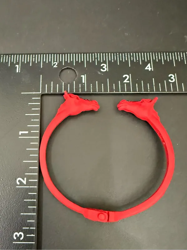 Red-tone Double Horse Head with Rhinestones Open Cuff Bangle Bracelet - Image 10