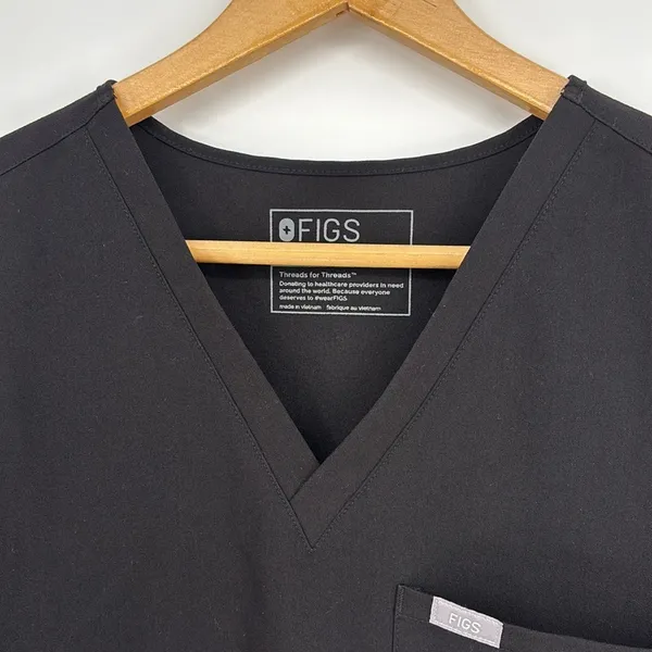 Figs Caterina Short Sleeve V-Neck Scrub Top Women's Size Large in Black - EUC! - Image 3