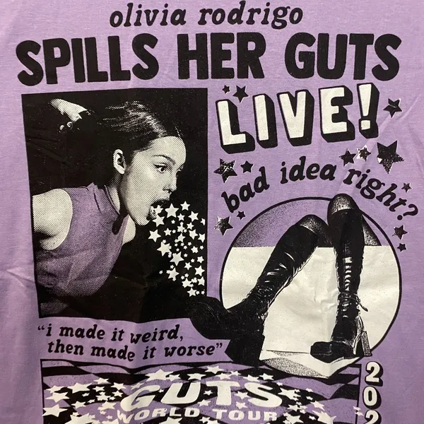 Olivia Rodrigo Spills Her Guts Live Purple T-Shirt Medium - Image 2