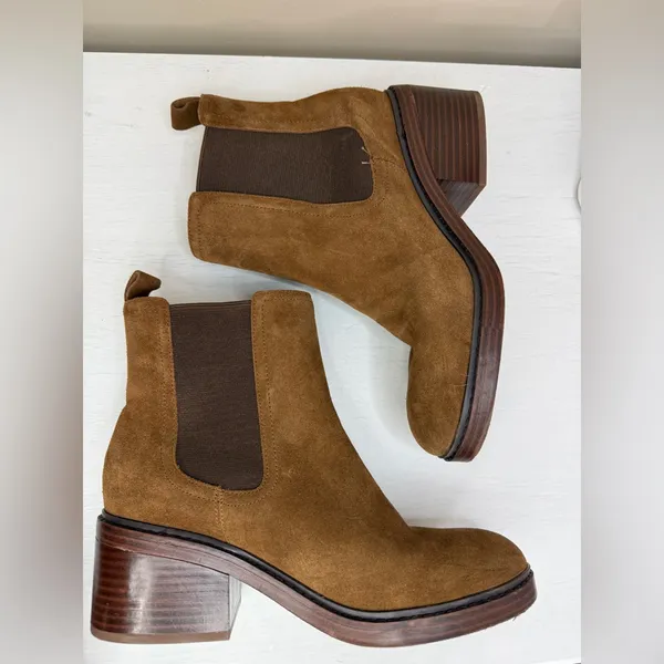 MARC FISHER Womens Brown Heel Pull-Tab Modesty Suede Leather Chelsea Boot 8 M - Image 4