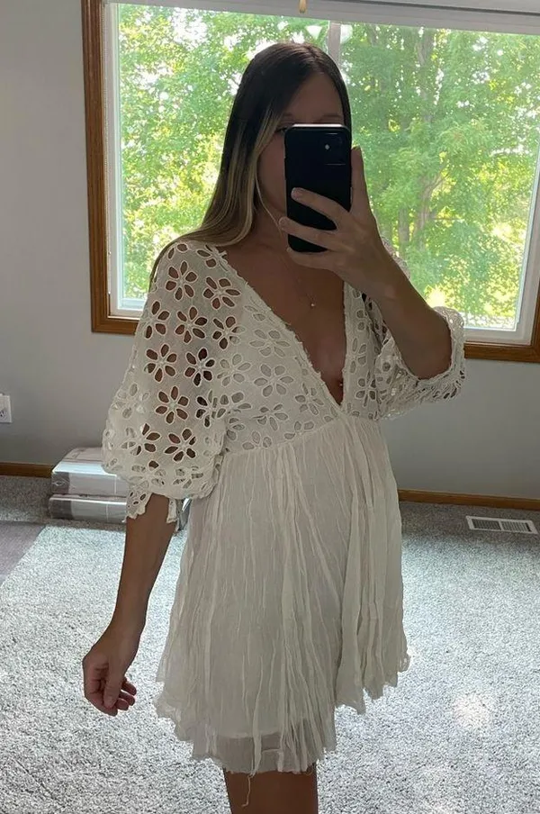 Free People White Dress Size Medium - Image 5