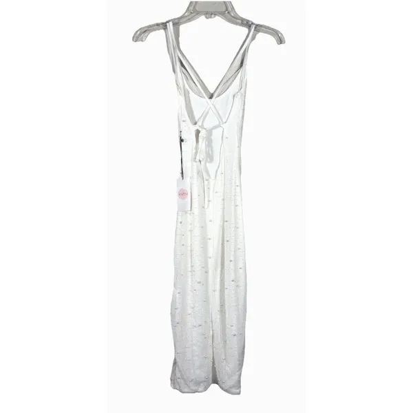 Midnight Doll White Pearl Beaded Midi Dress Small Open Back Rush Birthday - Image 6