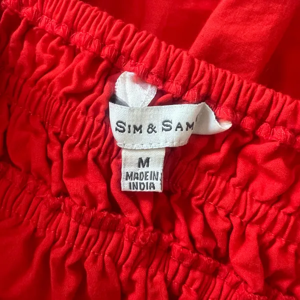 Sim & Sam Red-Orange V Neck Tie Shoulder Crop Top - Image 8