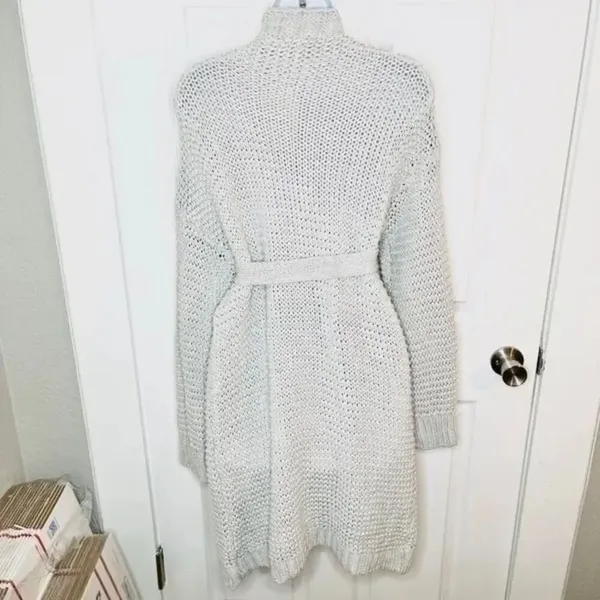 Miracle Relax More Grey Midi Cardigan Tie Chunky Knit M/L - Image 6