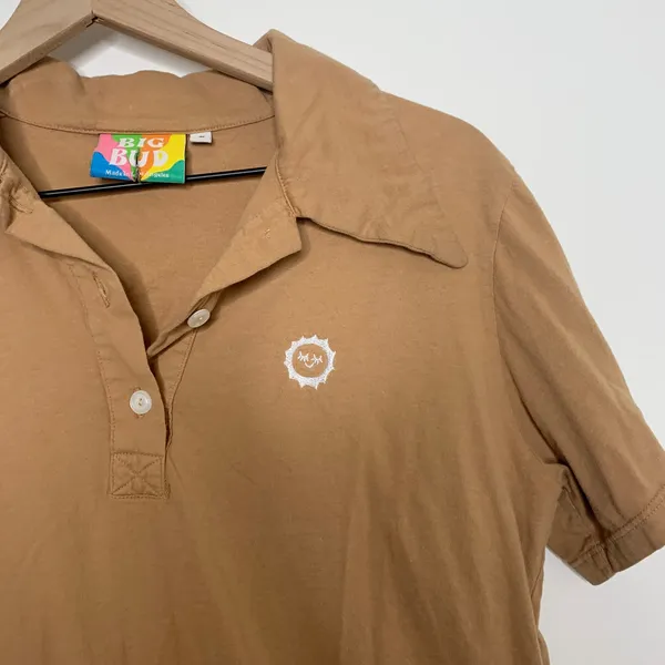 Big Bud Press Camel Brown Polo Shirt Cotton Short Sleeve Top Womens Small - Image 4
