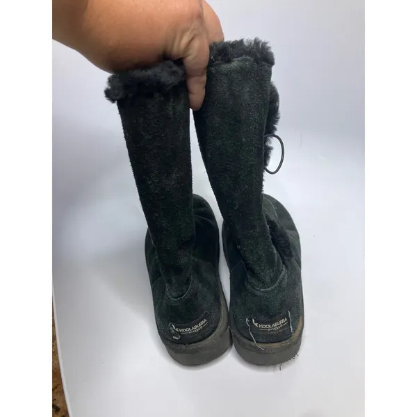 Koolaburra by UGG Victoria Boots Womens 9 Black Fair Suede Faux Fur Bows 1096409 - Image 4